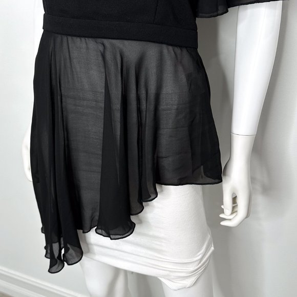 By Egreis Off-The-Shoulder Asymmetrical Chiffon Detail Blouse in Black Size L - Picture 8 of 16
